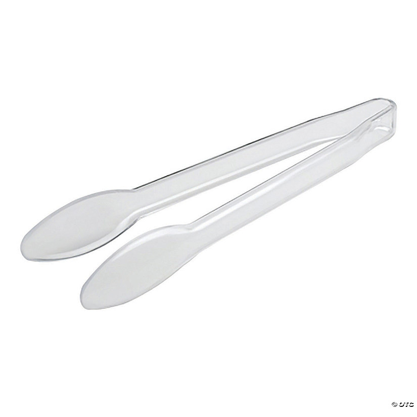 12" Clear Disposable Plastic Serving Tongs (22 Tongs) Image