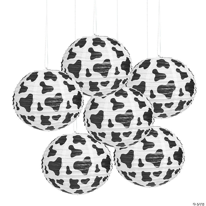 12" Cow Print Hanging Paper Lanterns - 6 Pc. Image