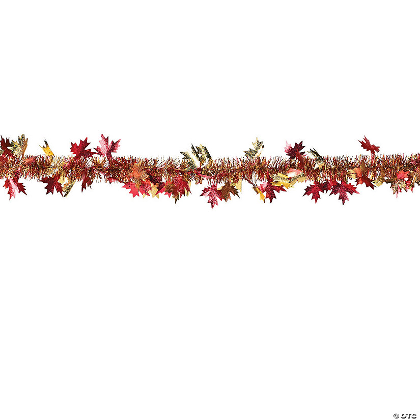 12 Ft. Fall Leaves Tinsel Garland Image