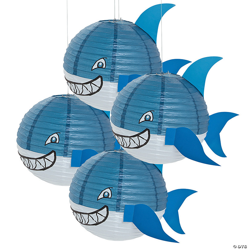 12" Jawsome Shark Paper Lanterns - 4 Pc. Image