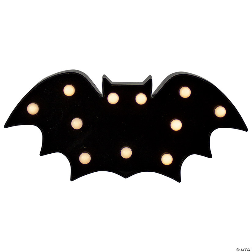 12" LED Lighted Black Bat Halloween Marquee Sign Image