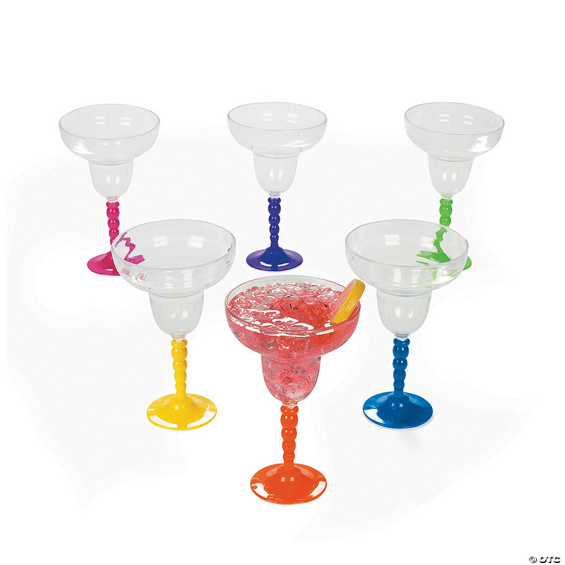 12 oz. Bubble Stem Disposable Plastic Margarita Glasses - 12 Ct. Image