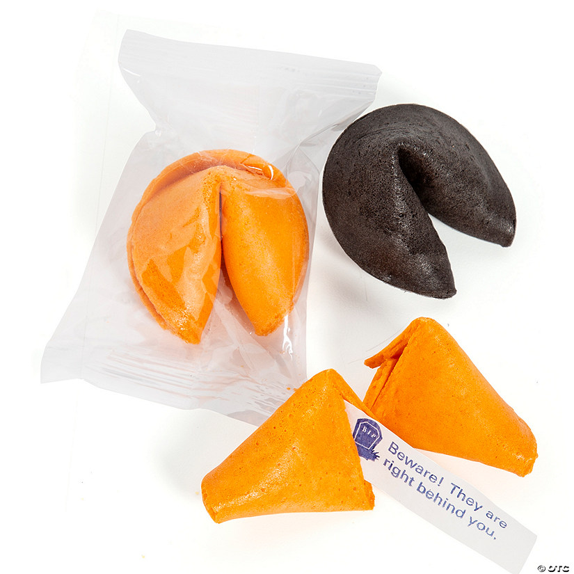 12 oz. Halloween Orange & Black Wrapped Fortune Cookies - 50 Pc. Image