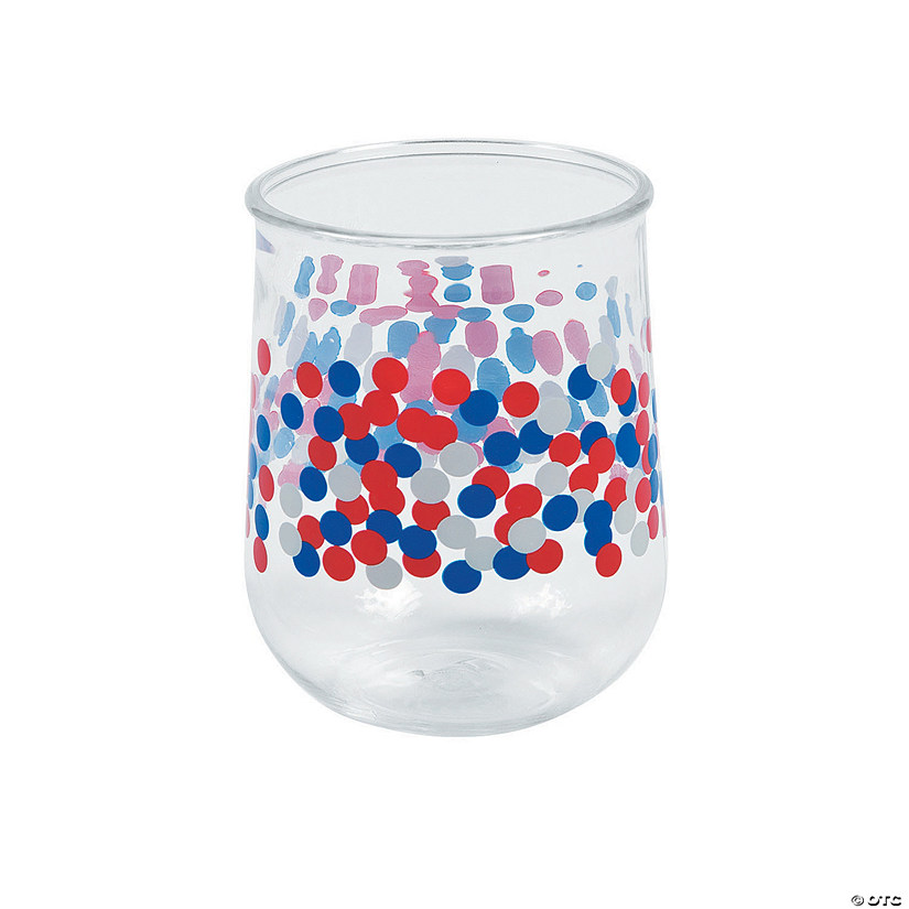 12 oz. Patriotic Confetti Reusable Plastic Tumblers - 6 Ct. Image