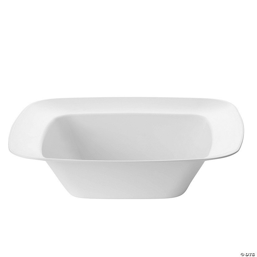 12 oz. Solid White Rounded Square Disposable Plastic Soup Bowls (40 Bowls) Image