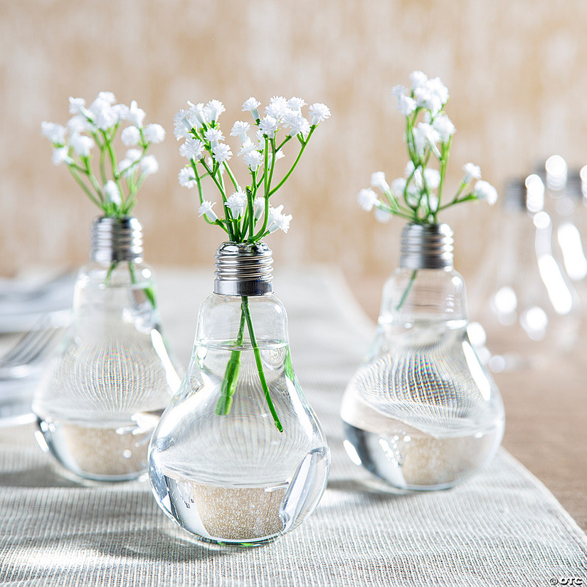 12 Pc. Light Bulb Vase and Baby&#8217;s Breath Kit for 6 Tables Image