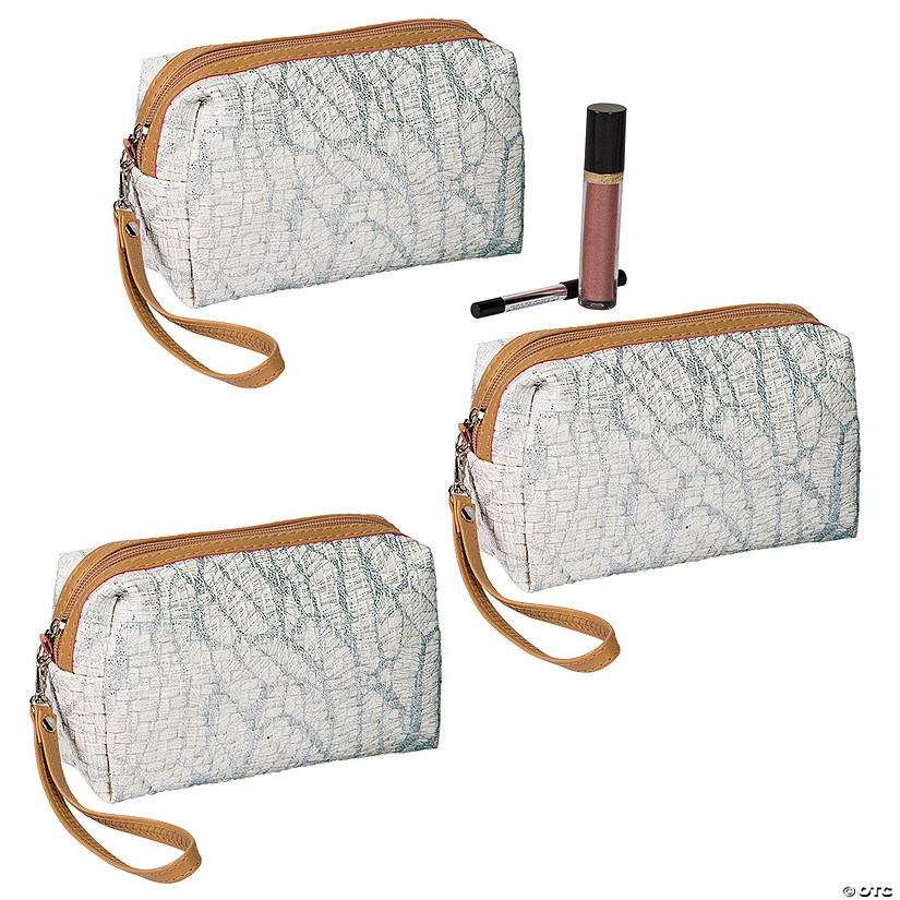 12 Pc. White Makeup Bag with Faux Leather Trim for 12 Image