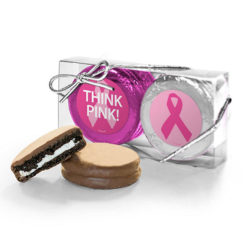 12 Pcs Breast Cancer Awareness Candy Chocolate Covered Oreos Cookies Favor Packs Image