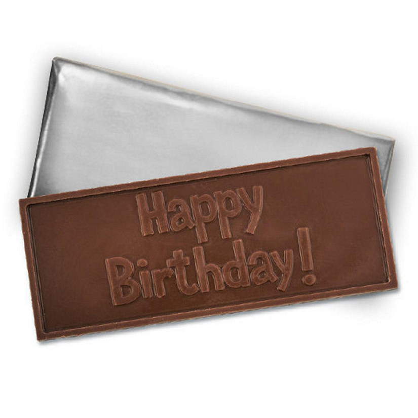 12 Pcs Embossed Happy Birthday Belgian Milk Chocolate Bars - DIY Candy Party Favors Image