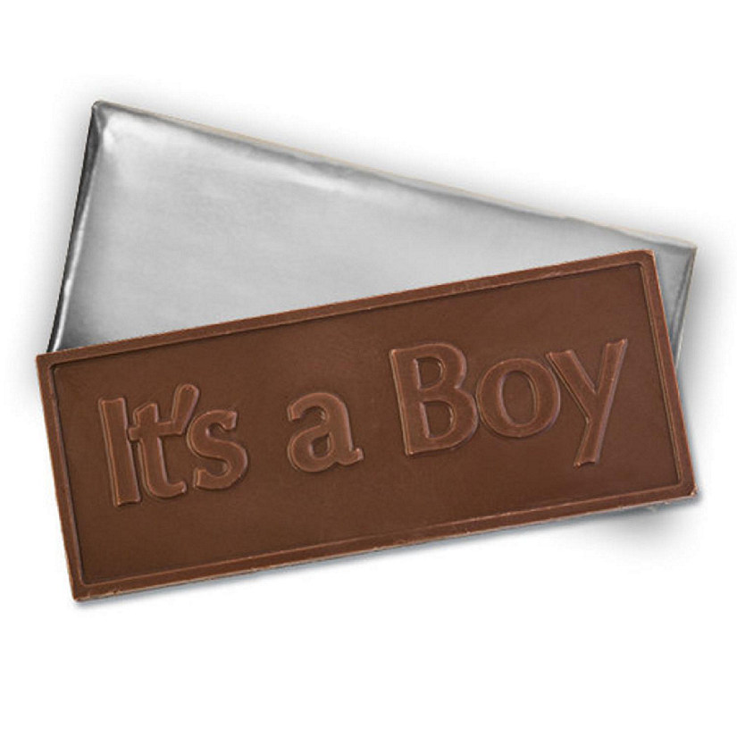12 Pcs Embossed It's a Boy Belgian Milk Chocolate Bars - DIY Candy Party Favors Image