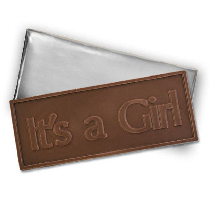 12 Pcs Embossed It's A Girl Belgian Milk Chocolate Bars - DIY Candy Party Favors Image