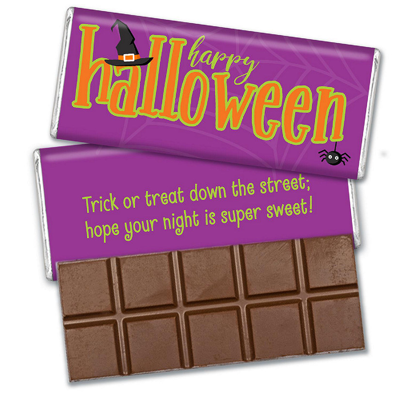 12 Pcs Halloween Candy Party Favors in Bulk Belgian Chocolate Bars - Purple Image