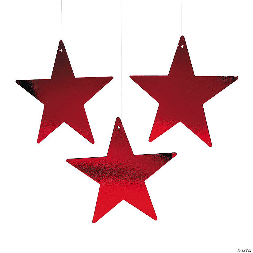12" Red Metallic Stars - 12 Pc. Image