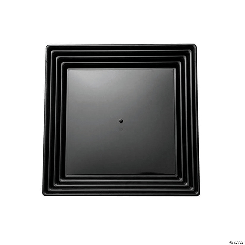12" x 12" Black Square with Groove Rim Plastic Serving Trays (15 Trays) Image
