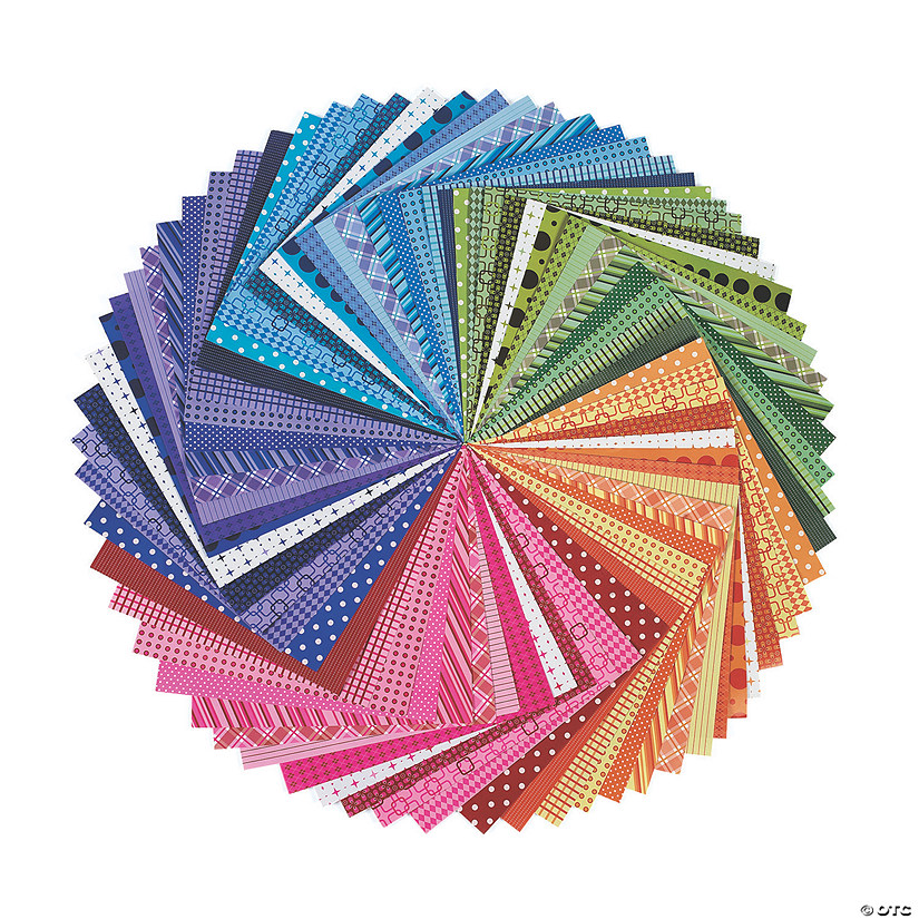12" x 12" Bulk 100 Sheet Rainbow Colors and Shapes Paper Pack Image