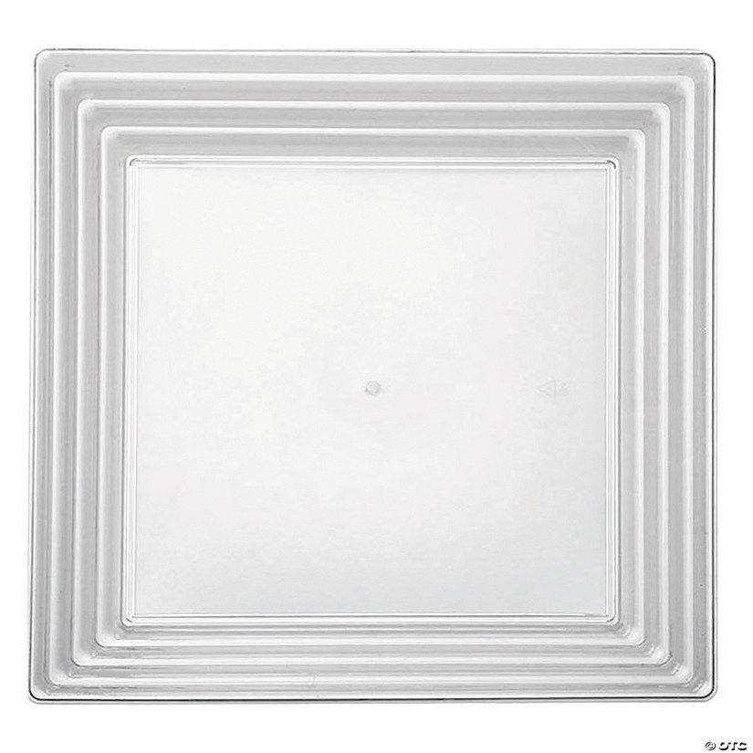 12" x 12" Clear Square with Groove Rim Plastic Serving Trays (15 Trays) Image