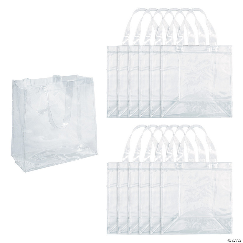 12" x 12" Large Clear Stadium Plastic Tote Bags - 12 Pc. Image