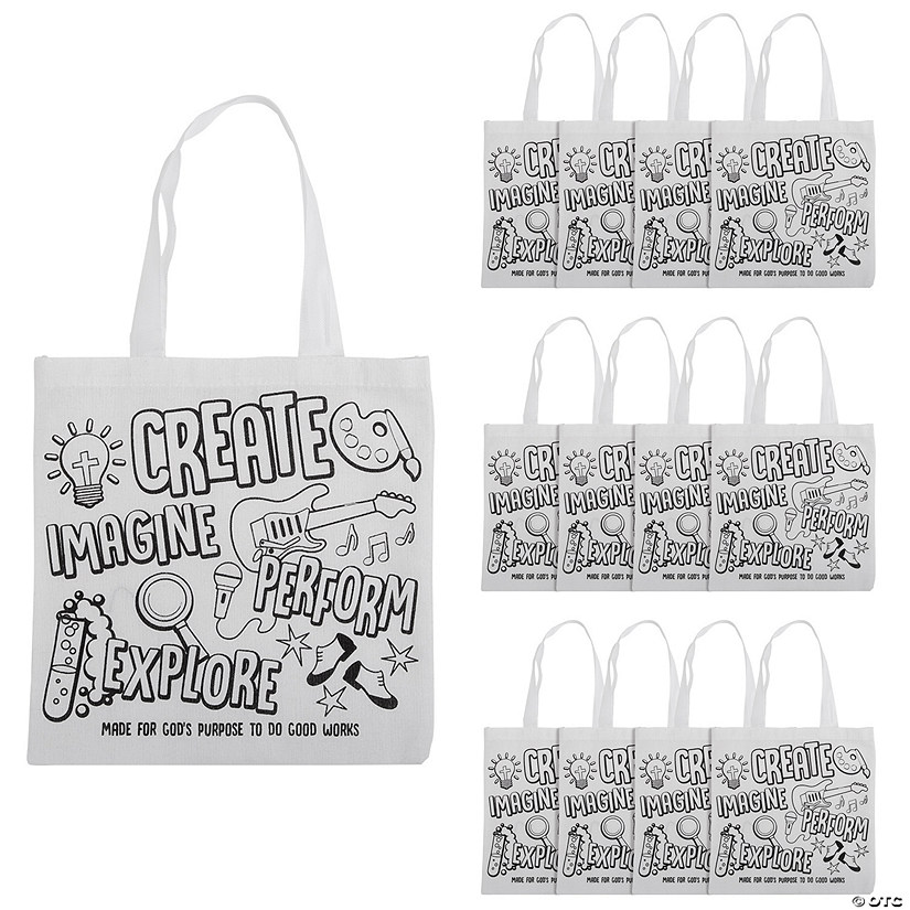 12" x 12" Medium Color Your Own Studio VBS Tote Bags - 12 Pc. Image