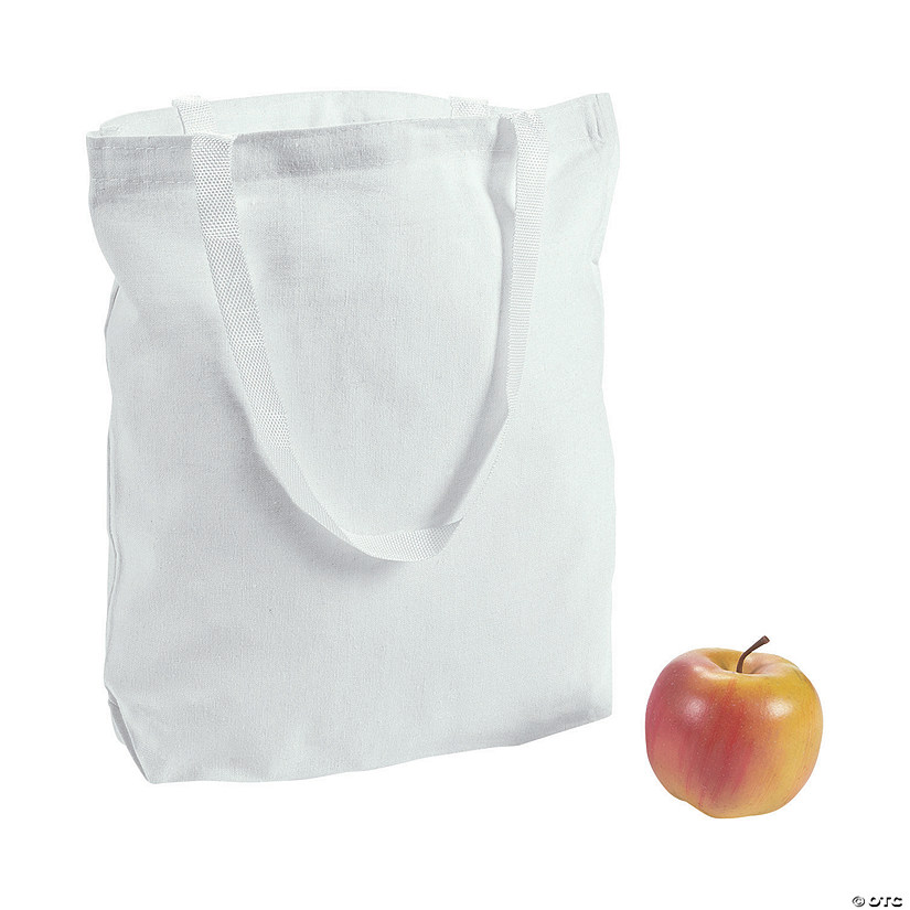 12" x 13 1/4" Bulk 48 Pc. DIY Large Classic White Canvas Tote Bags Image