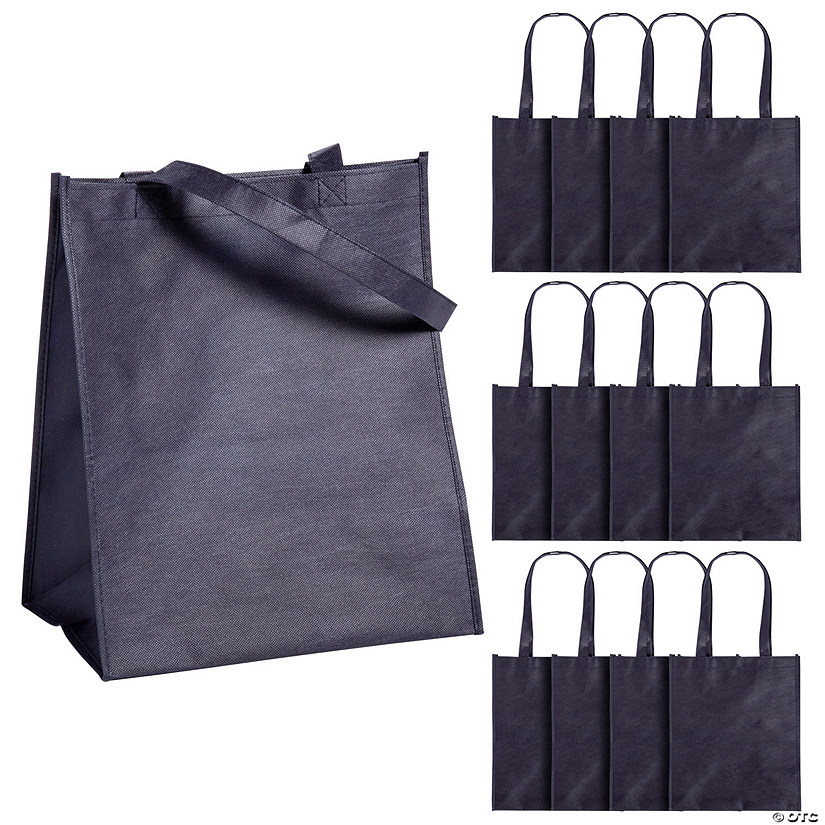 12" x 14" Large Navy Blue Nonwoven Shopper Tote Bags - 12 Pc. Image