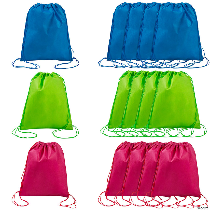 12" x 15" Bright Color Nonwoven Drawstring Bags - 12 Pc. Image