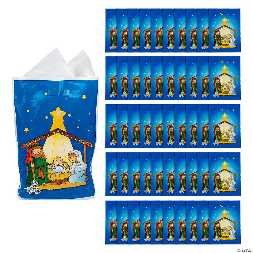 12" x 17" Bulk 50 Pc. Large Nativity Plastic Goody Bags Image