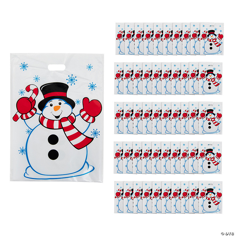 12" x 17" Bulk 50 Pc. Plastic Snowman Goody Bags Image