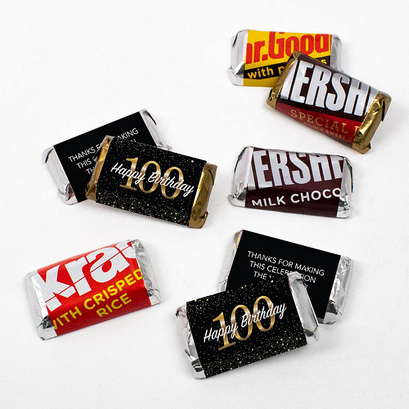 123 Pcs 100th Birthday Candy Party Favors Hershey's Miniatures Chocolate - No Assembly Required Image