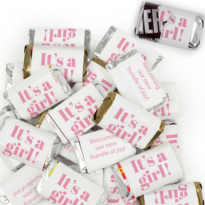 123 Pcs It's a Girl Baby Shower Candy Party Favors Hershey's Miniatures Chocolate Image