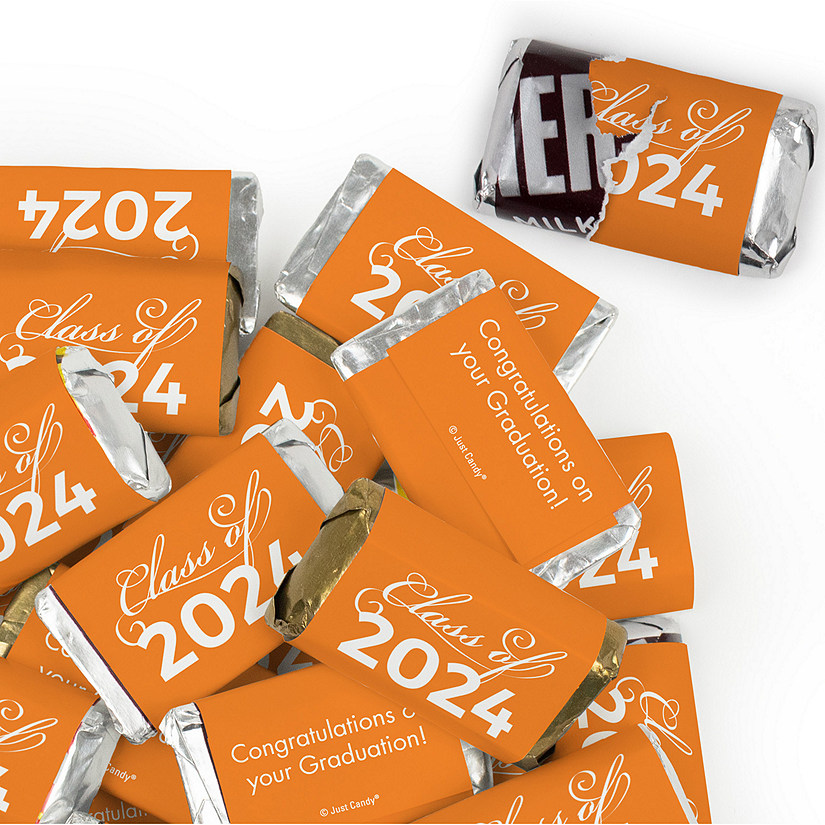 123 Pcs Orange Graduation Candy Party Favors Class of 2024 Hershey's Miniatures Chocolate (Approx. 123 Pcs) Image