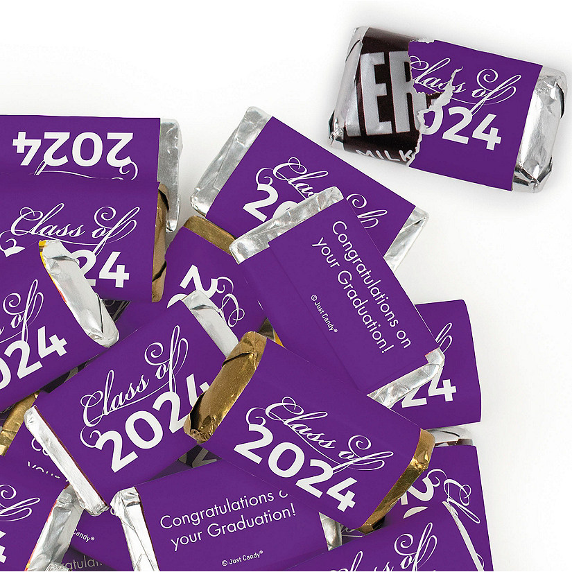 123 Pcs Purple Graduation Candy Party Favors Class of 2024 Hershey's Miniatures Chocolate (Approx. 123 Pcs) Image