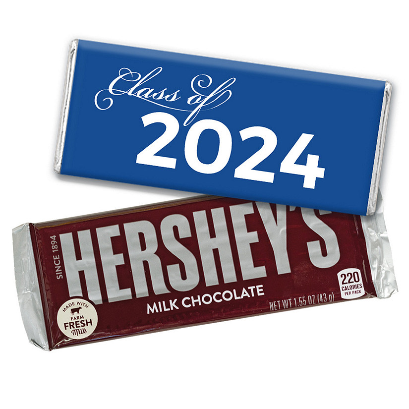 12ct Blue Graduation Candy Party Favors Class of 2024 Hershey's Chocolate Bars by Just Candy Image