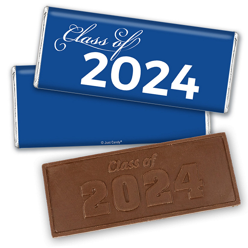 12ct Blue Graduation Candy Party Favors Class of 2024 Wrapped Chocolate Bars by Just Candy Image