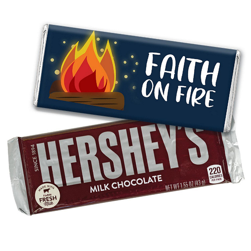 12ct Faith on Fire Vacation Bible School Religious Hershey's Candy Party Favors Chocolate Bars & Wrappers (12 Pack) Image