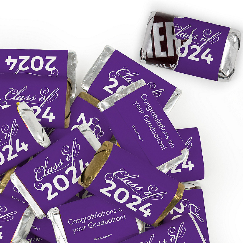 12ct Gold Graduation Candy Party Favors Class of 2024 Wrapped Chocolate Bars by Just Candy Image