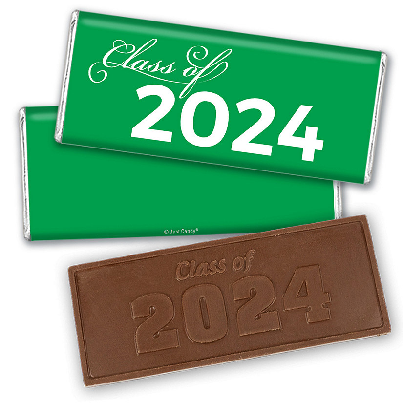 12ct Green Graduation Candy Party Favors Class of 2024 Wrapped Chocolate Bars by Just Candy Image