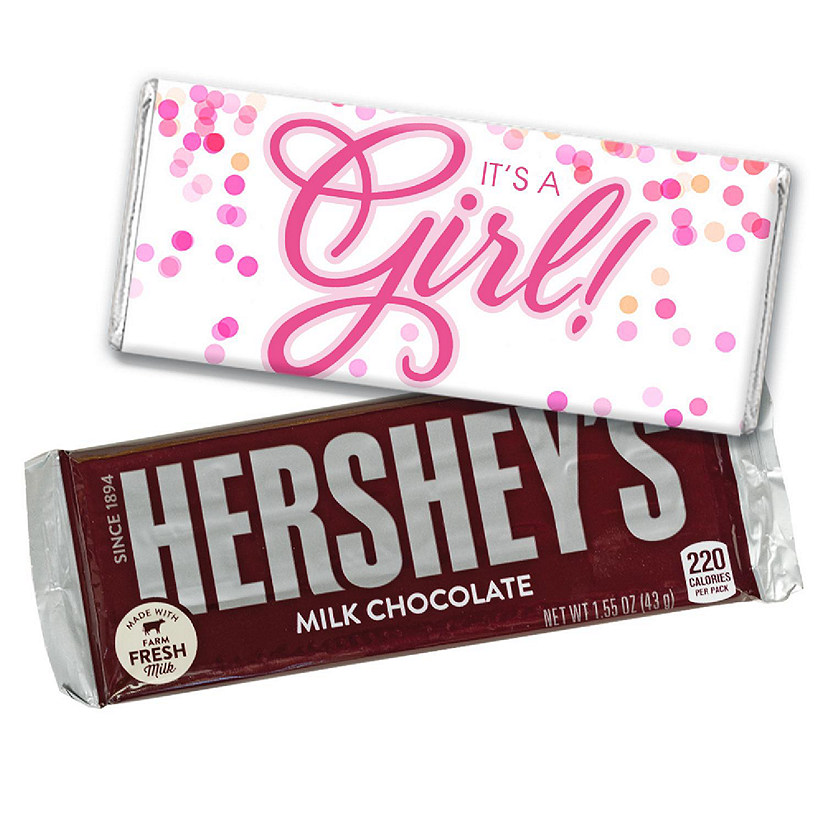 12ct It's a Girl Baby Shower Candy Party Favors Hershey's Chocolate Bars by Just Candy Image