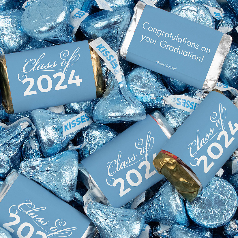 12ct Light Blue Graduation Candy Party Favors Class of 2024 Wrapped Chocolate Bars by Just Candy Image