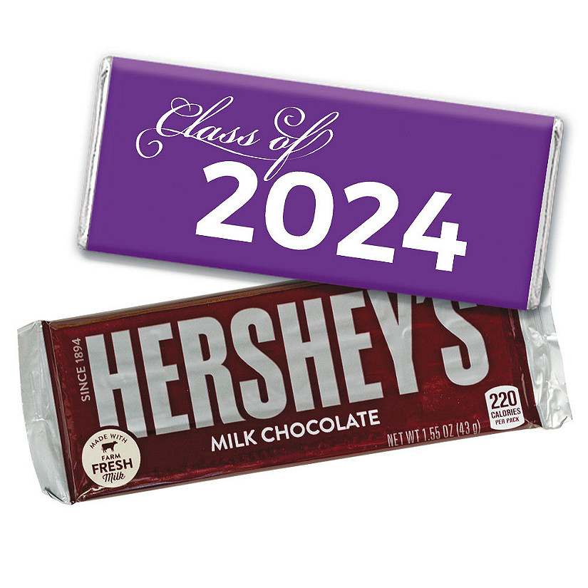 12ct Purple Graduation Candy Party Favors Class of 2024 Hershey's Chocolate Bars by Just Candy Image