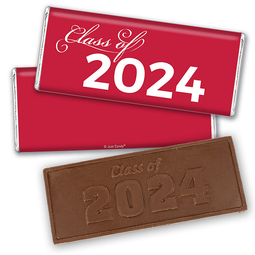 12ct Red Graduation Candy Party Favors Class of 2024 Wrapped Chocolate Bars by Just Candy Image