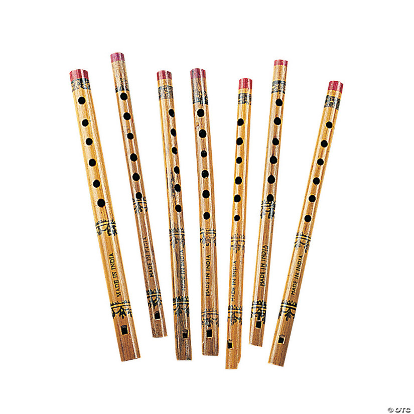 13 1/2" Classic Hand-Painted 6-Hole Brown Bamboo Flutes - 12 Pc. Image