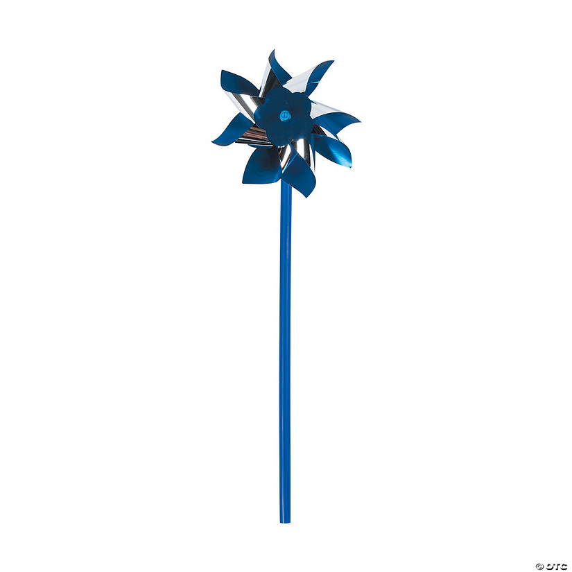 13" Blue & Silver Plastic Pinwheel Spinning Toys - 36 Pc. Image