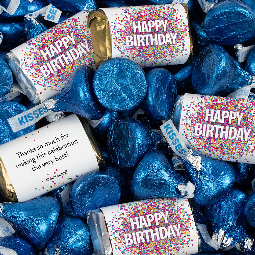 131 Pcs Birthday Candy Party Favors Miniatures & Dark Blue Kisses (1.65 lbs, Approx. 131 Pcs) Image