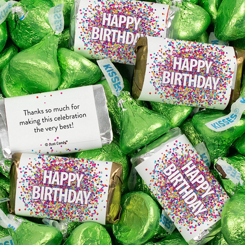 131 Pcs Birthday Candy Party Favors Miniatures & Light Green Kisses (1.65 lbs, Approx. 131 Pcs) Image