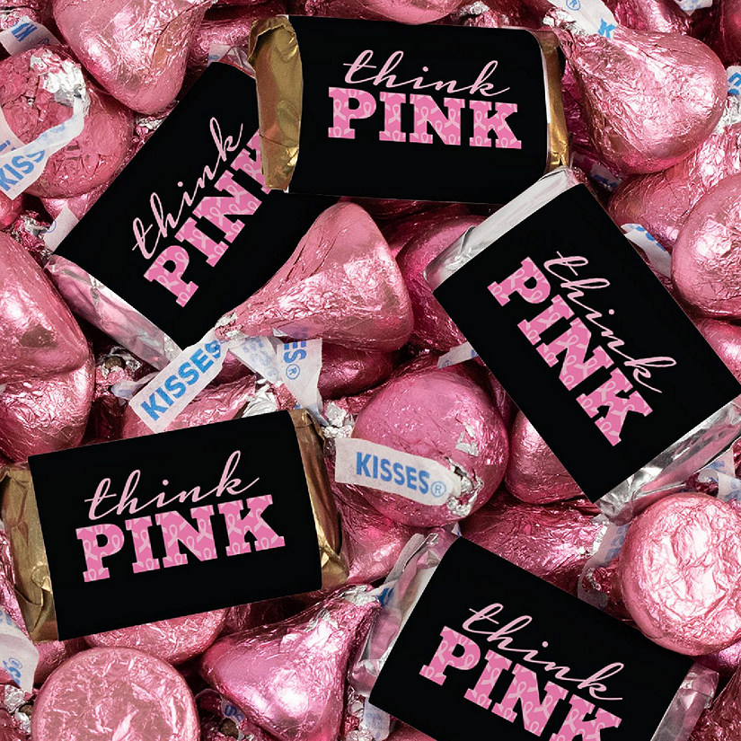 131 Pcs Breast Cancer Awareness Candy Hershey's Miniatures and Pink Kisses Think Pink  (1.65 lbs) Image