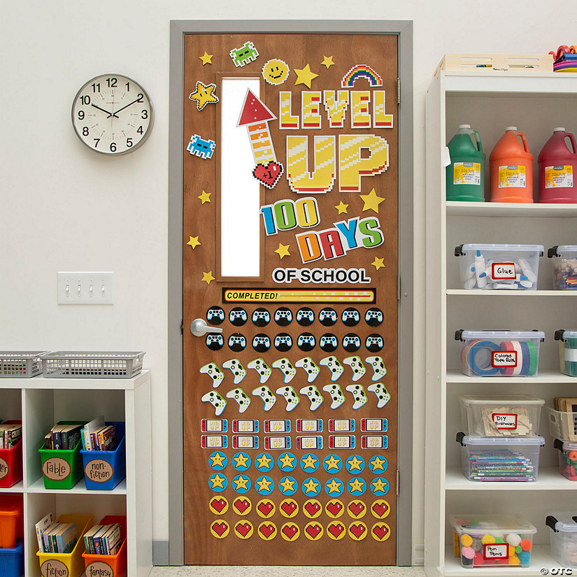 132 Pc. 100th Day Gamer Level Up Classroom Door Decorating Kit Image