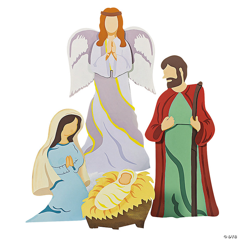 14" - 44" Nativity Scene with Angel Yard D&#233;cor Image