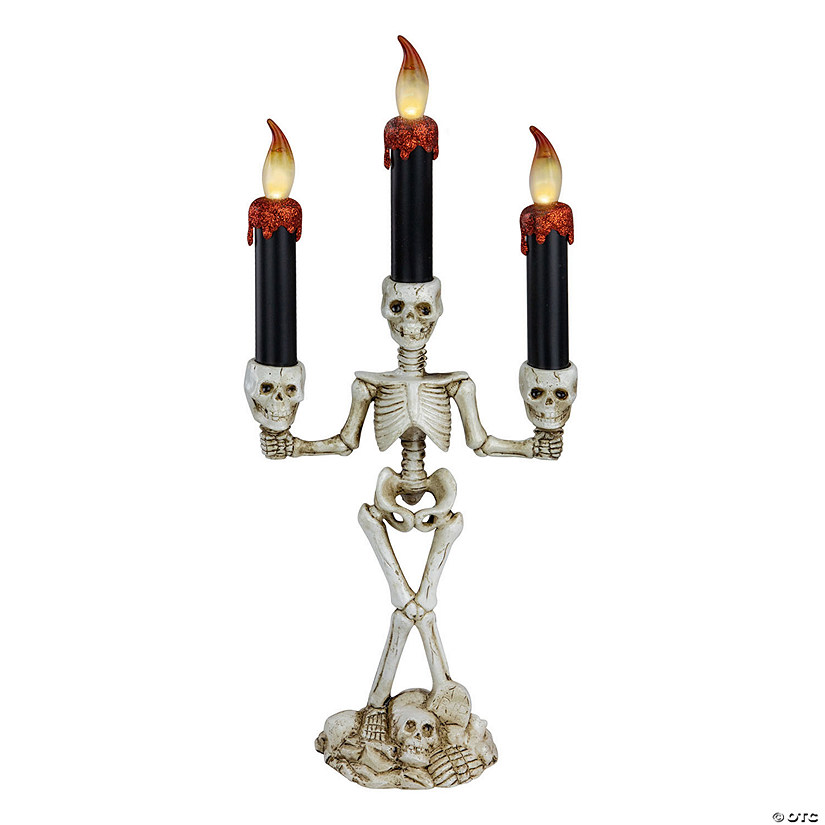 14.5" Dripping Candle Skeleton Halloween Candelabra Image
