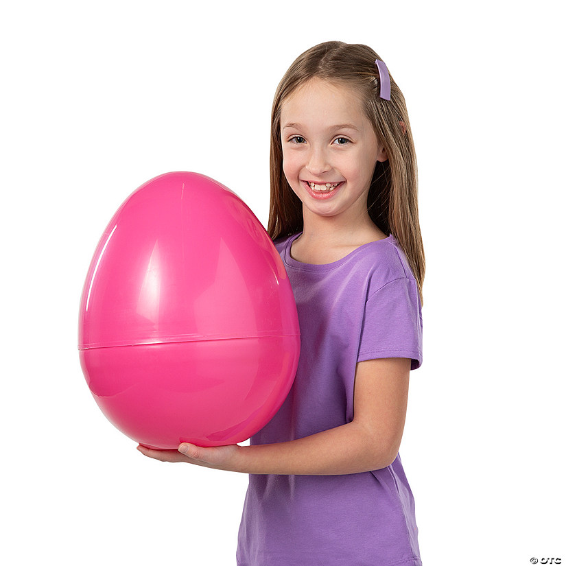 14" Fillable Pink Plastic Easter Eggs - 6 Pc. Image