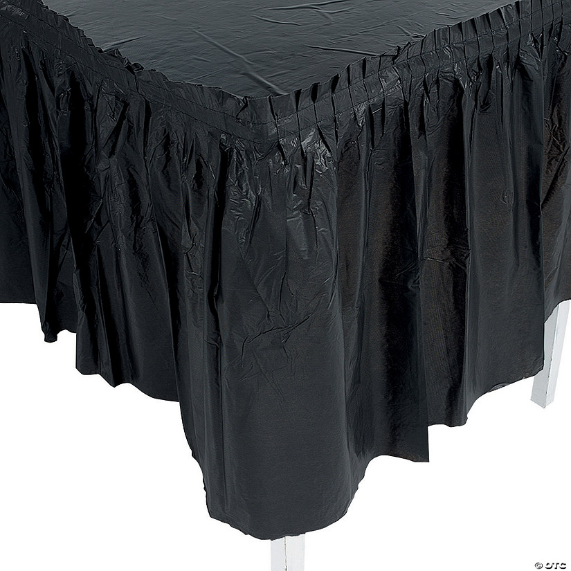 14 ft. x 29" Black Pleated Plastic Table Skirt Image